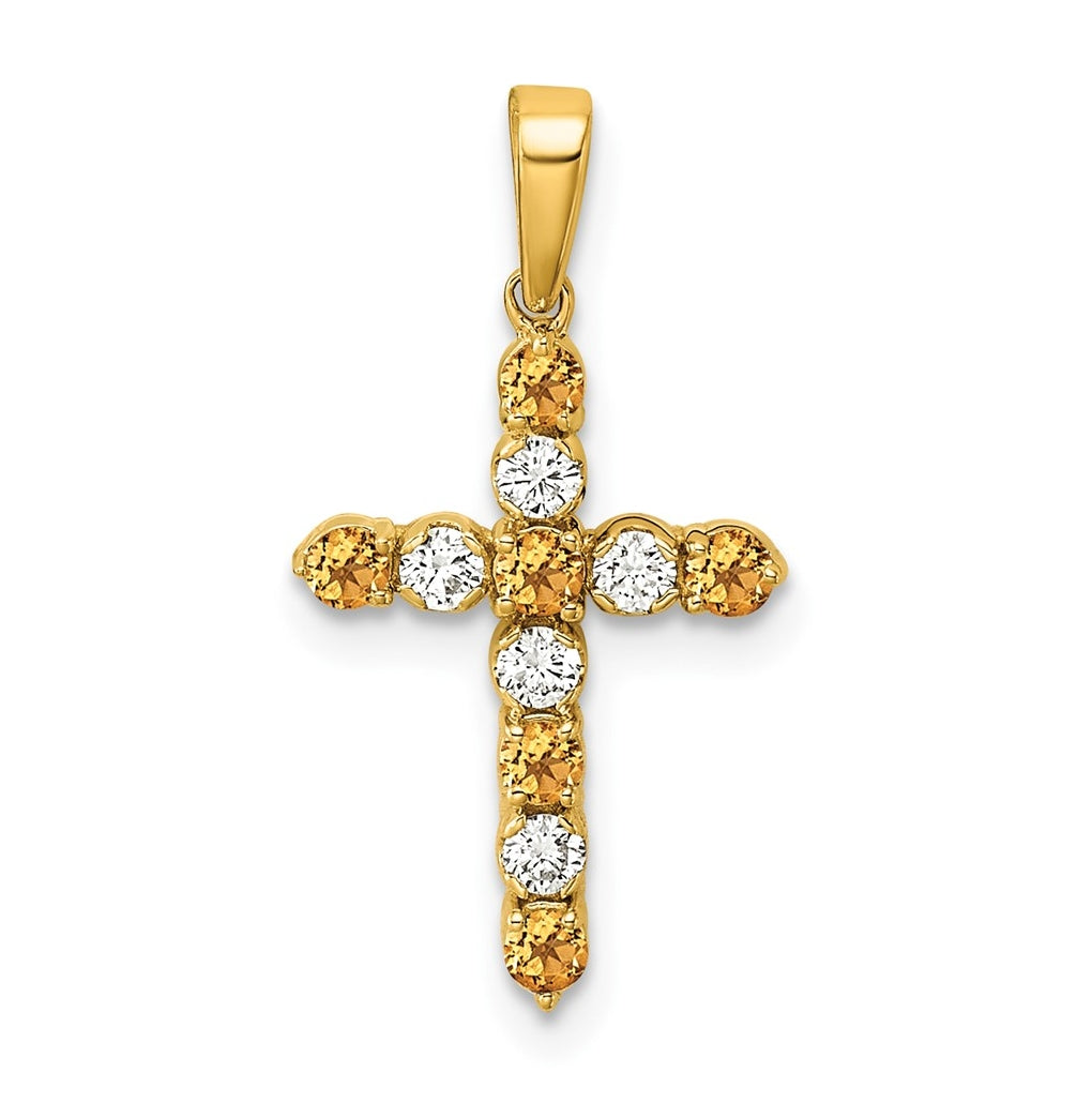 10k Yellow Gold Amethyst & 1/6 Cttw Lab Grown Diamond VS/SI+ G+ February Birthstone Complete Cross Pendant – Elegant Jewelry Gift for Birthday, Anniversary, Engagement, Wedding