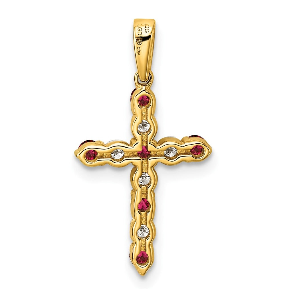 10k Yellow Gold Amethyst & 1/6 Cttw Lab Grown Diamond VS/SI+ G+ February Birthstone Complete Cross Pendant – Elegant Jewelry Gift for Birthday, Anniversary, Engagement, Wedding