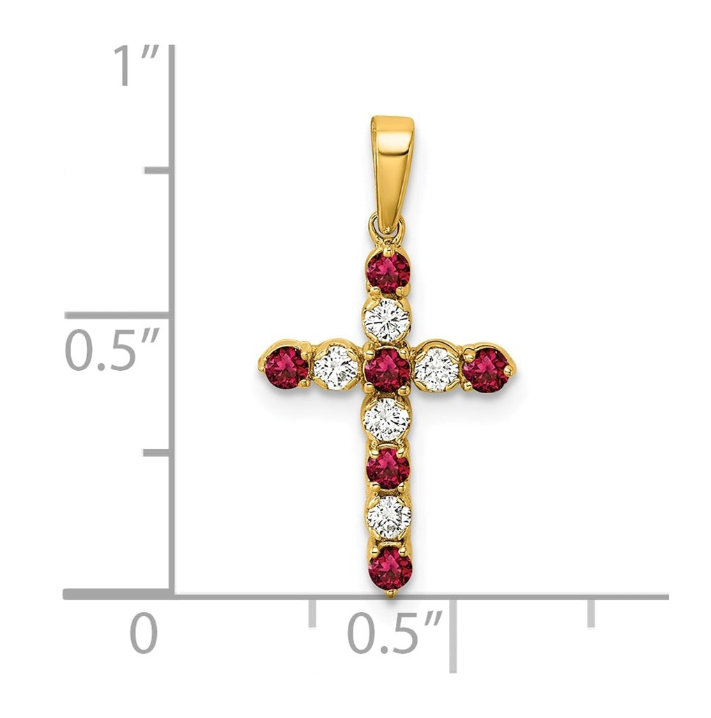 14K Yellow Gold Amethyst & 1/6 Cttw Lab Grown Diamond VS/SI+ G+ February Birthstone Complete Cross Pendant – Elegant Jewelry Gift for Birthday, Anniversary, Engagement, Wedding