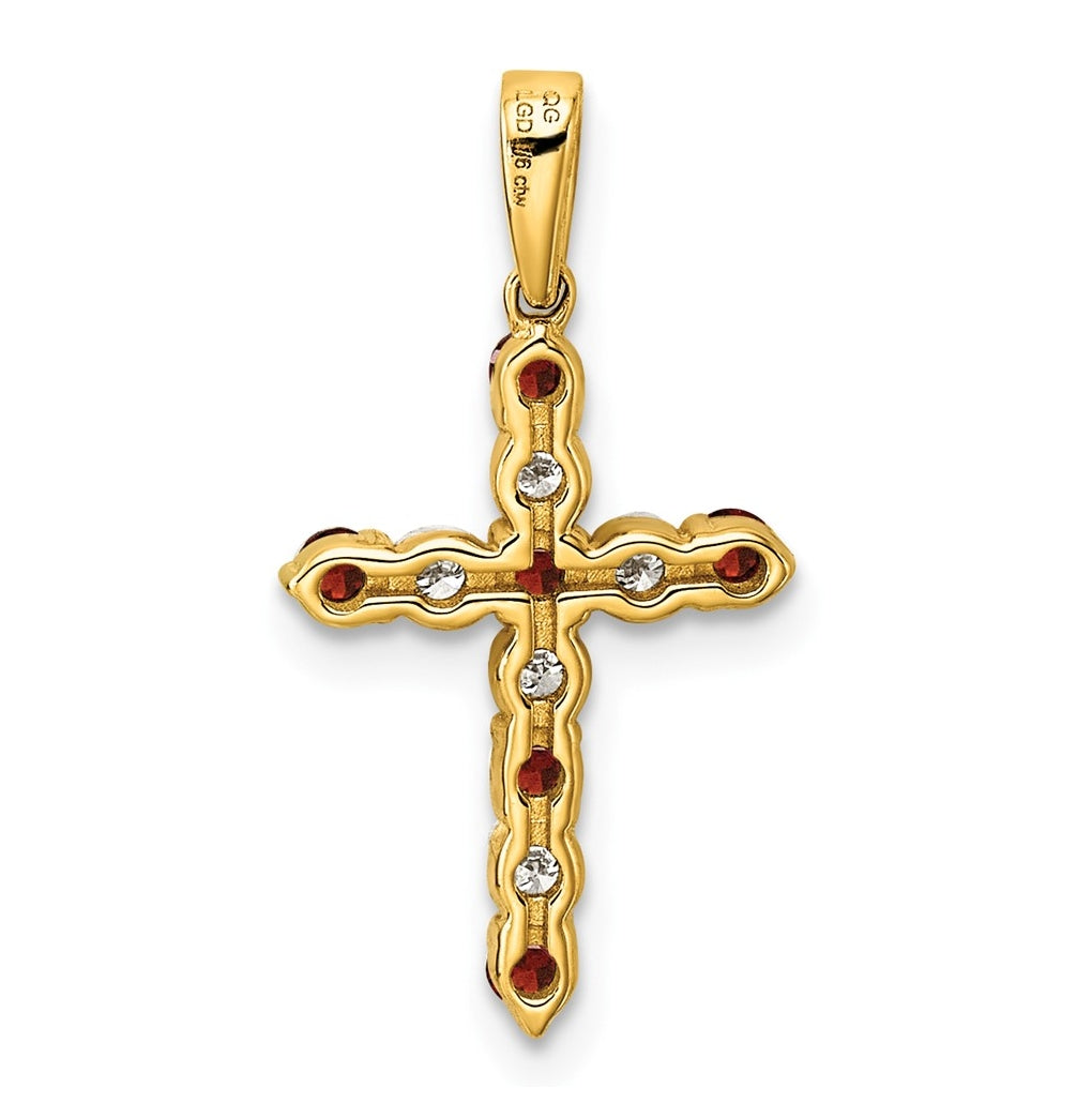 10k Yellow Gold Amethyst & 1/6 Cttw Lab Grown Diamond VS/SI+ G+ February Birthstone Complete Cross Pendant – Elegant Jewelry Gift for Birthday, Anniversary, Engagement, Wedding