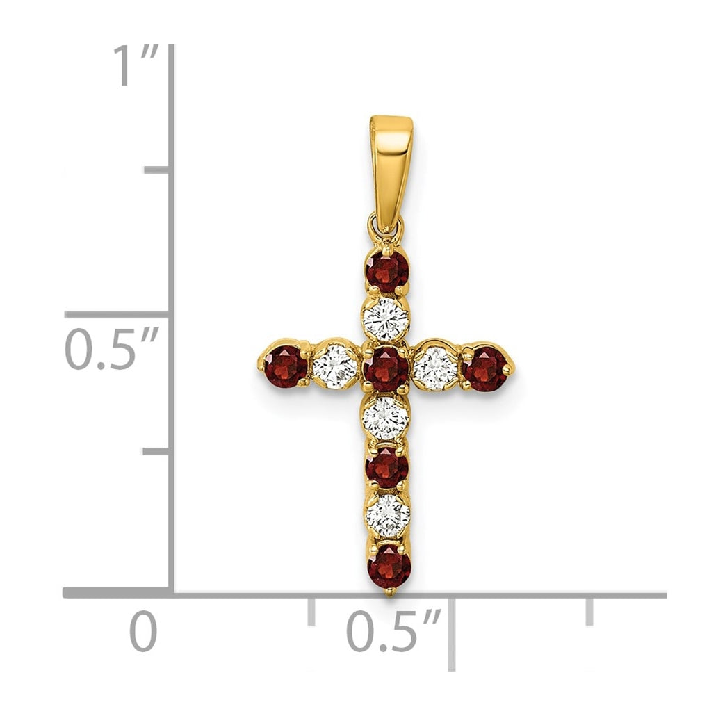 14K Yellow Gold Amethyst & 1/6 Cttw Lab Grown Diamond VS/SI+ G+ February Birthstone Complete Cross Pendant – Elegant Jewelry Gift for Birthday, Anniversary, Engagement, Wedding