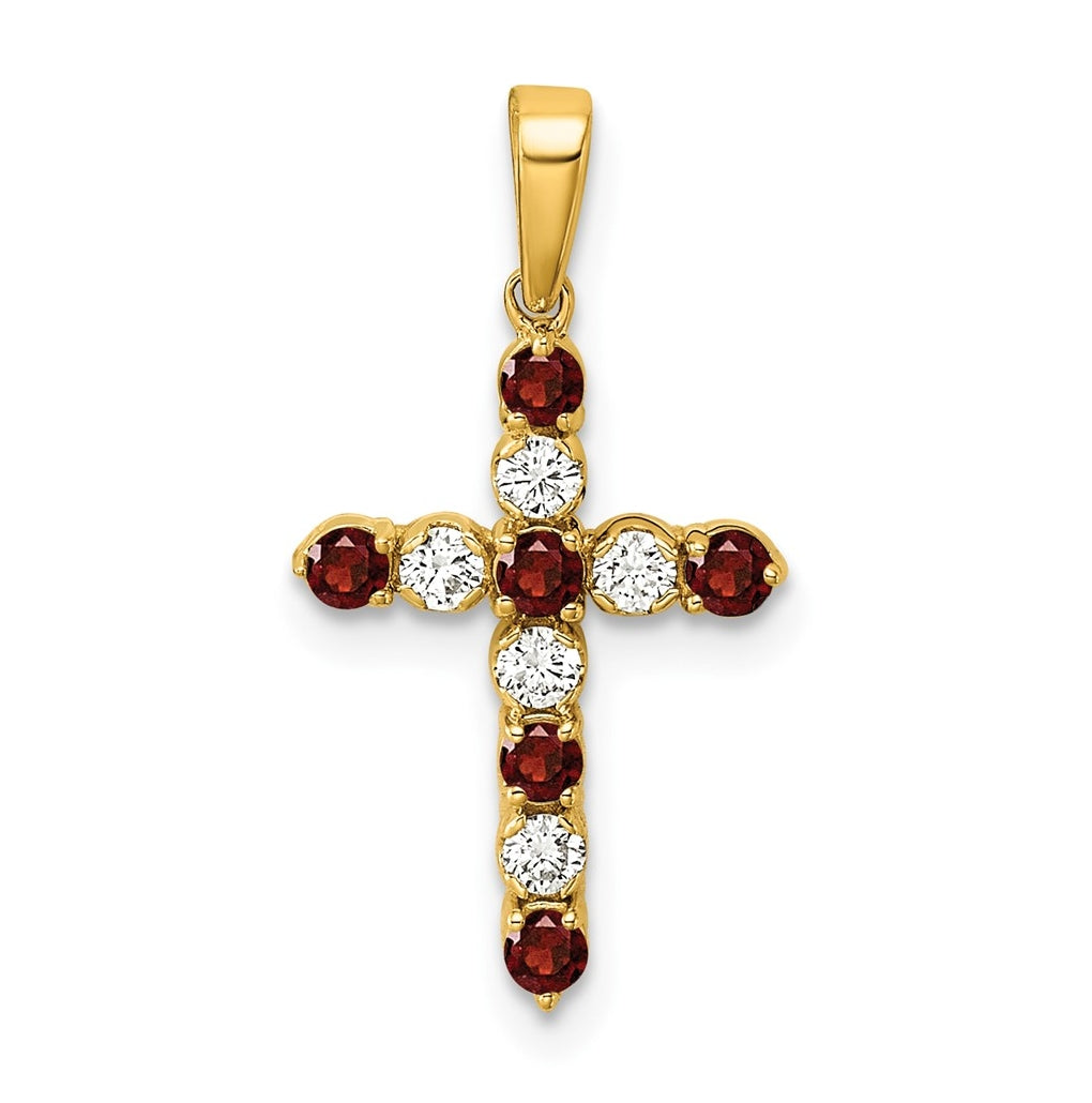 10k Yellow Gold Amethyst & 1/6 Cttw Lab Grown Diamond VS/SI+ G+ February Birthstone Complete Cross Pendant – Elegant Jewelry Gift for Birthday, Anniversary, Engagement, Wedding