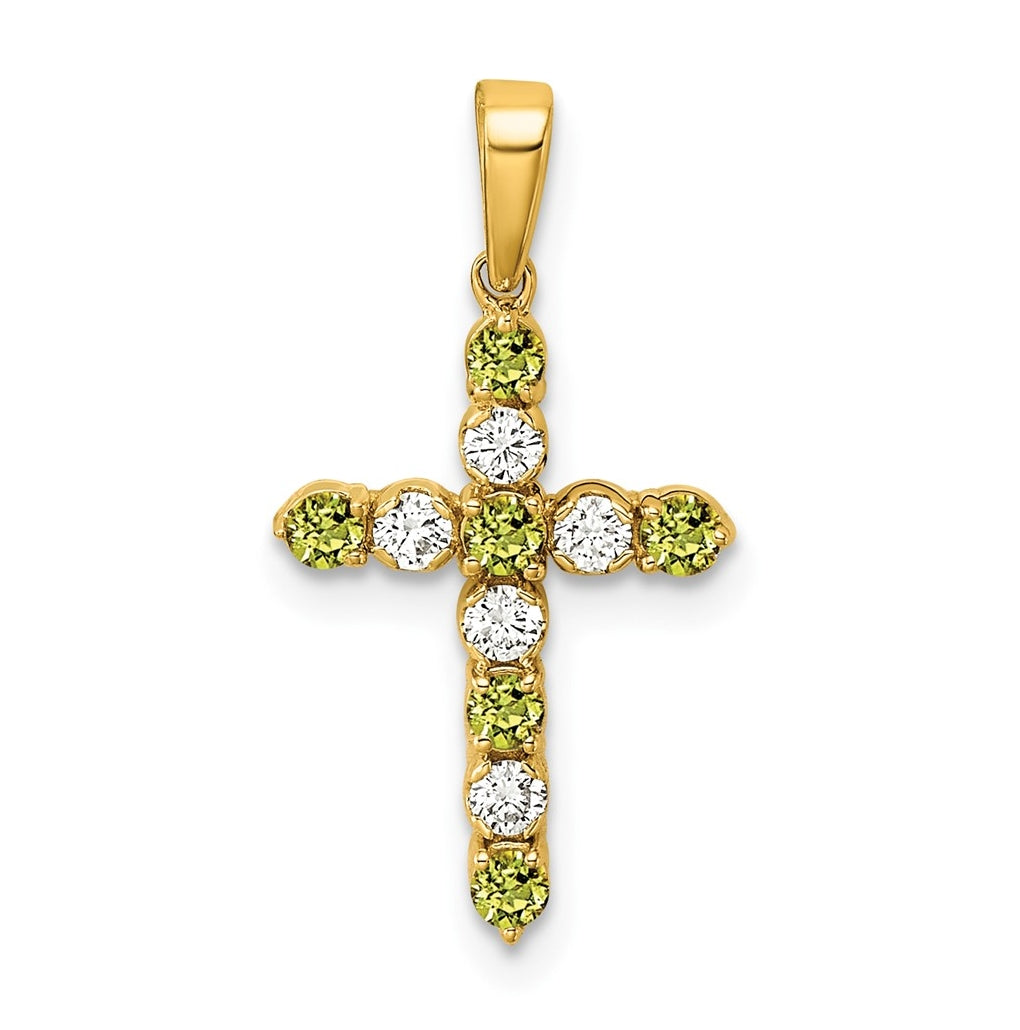 14K Yellow Gold Amethyst & 1/6 Cttw Lab Grown Diamond VS/SI+ G+ February Birthstone Complete Cross Pendant – Elegant Jewelry Gift for Birthday, Anniversary, Engagement, Wedding