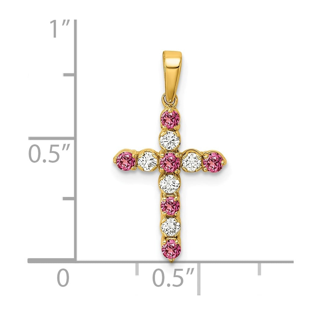 10k Yellow Gold Amethyst & 1/6 Cttw Lab Grown Diamond VS/SI+ G+ February Birthstone Complete Cross Pendant – Elegant Jewelry Gift for Birthday, Anniversary, Engagement, Wedding