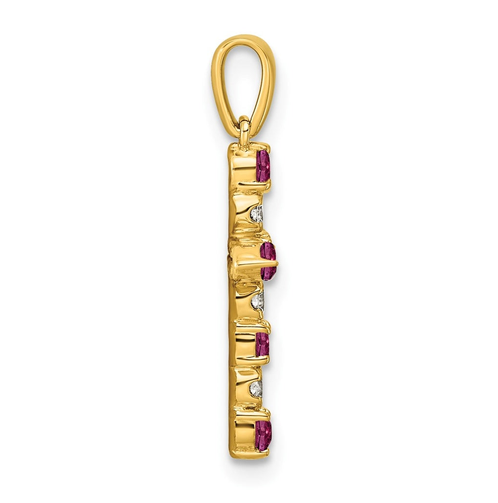 10k Yellow Gold Amethyst & 1/6 Cttw Lab Grown Diamond VS/SI+ G+ February Birthstone Complete Cross Pendant – Elegant Jewelry Gift for Birthday, Anniversary, Engagement, Wedding