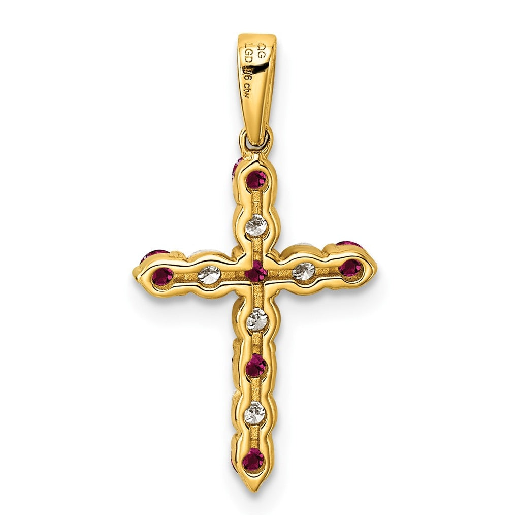 10k Yellow Gold Amethyst & 1/6 Cttw Lab Grown Diamond VS/SI+ G+ February Birthstone Complete Cross Pendant – Elegant Jewelry Gift for Birthday, Anniversary, Engagement, Wedding