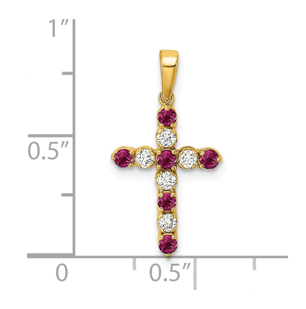 10k Yellow Gold Amethyst & 1/6 Cttw Lab Grown Diamond VS/SI+ G+ February Birthstone Complete Cross Pendant – Elegant Jewelry Gift for Birthday, Anniversary, Engagement, Wedding
