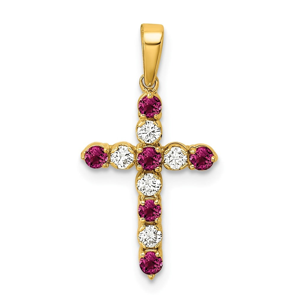 10k Yellow Gold Amethyst & 1/6 Cttw Lab Grown Diamond VS/SI+ G+ February Birthstone Complete Cross Pendant – Elegant Jewelry Gift for Birthday, Anniversary, Engagement, Wedding