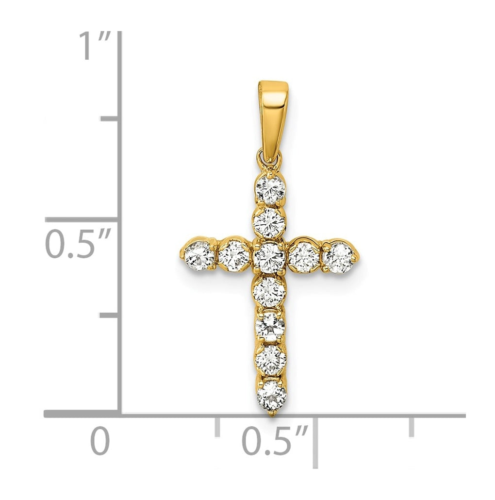 14K Yellow Gold Amethyst & 1/6 Cttw Lab Grown Diamond VS/SI+ G+ February Birthstone Complete Cross Pendant – Elegant Jewelry Gift for Birthday, Anniversary, Engagement, Wedding