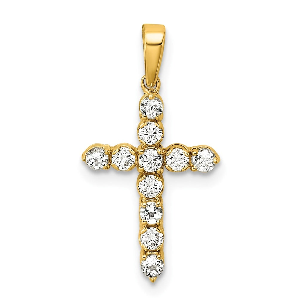 14K Yellow Gold Amethyst & 1/6 Cttw Lab Grown Diamond VS/SI+ G+ February Birthstone Complete Cross Pendant – Elegant Jewelry Gift for Birthday, Anniversary, Engagement, Wedding
