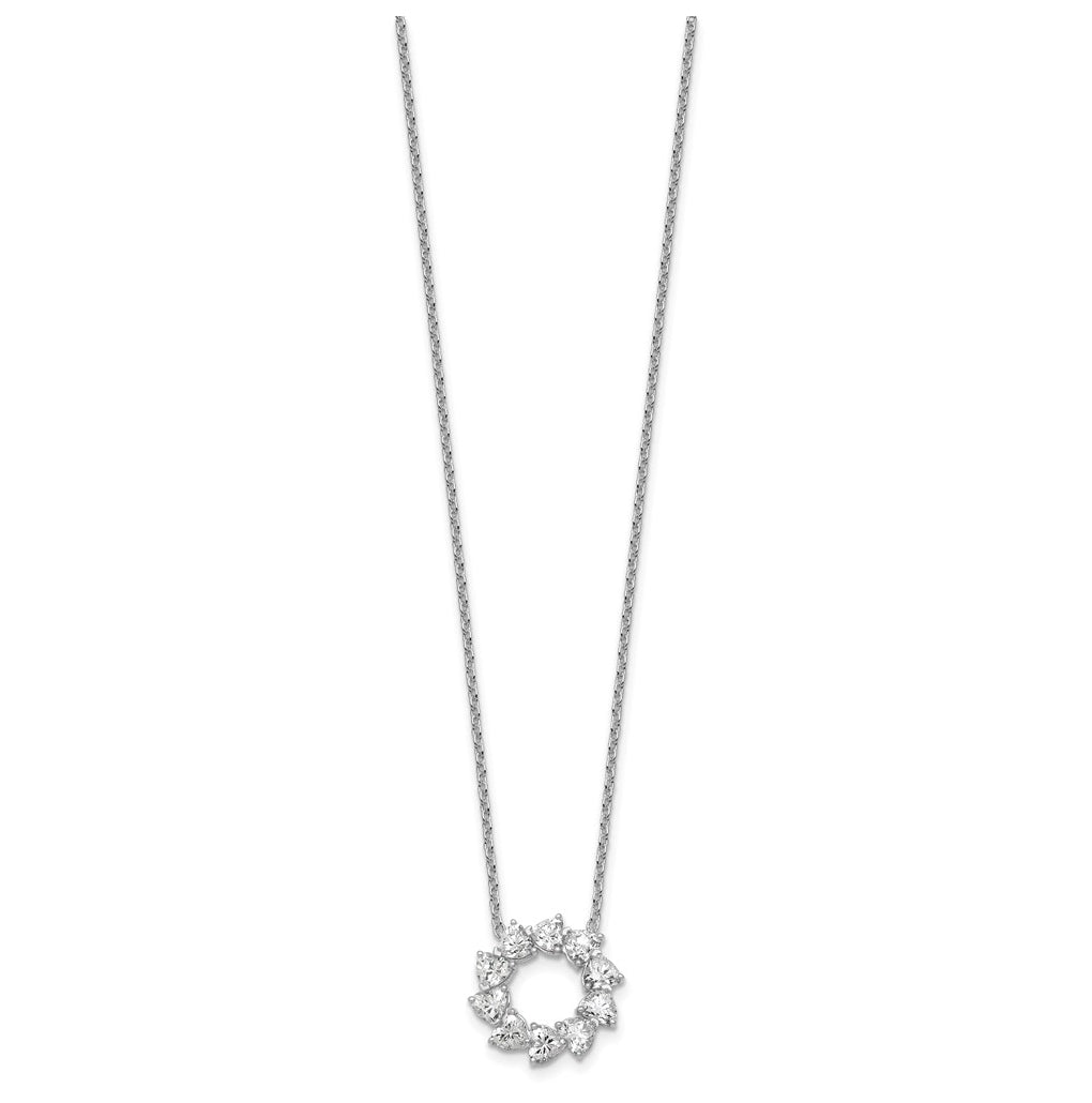 14K White Gold 3ct Lab Grown Diamond VS+ F+ Heart Circle 18in Complete Necklace – Elegant Jewelry Gift for Birthday, Anniversary, Engagement, Wedding