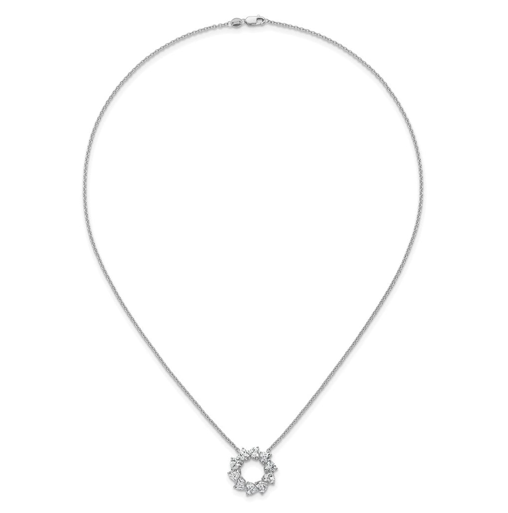 14K White Gold 3ct Lab Grown Diamond VS+ F+ Heart Circle 18in Complete Necklace – Elegant Jewelry Gift for Birthday, Anniversary, Engagement, Wedding