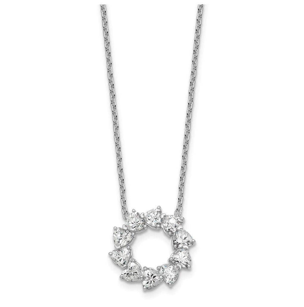 14K White Gold 3ct Lab Grown Diamond VS+ F+ Heart Circle 18in Complete Necklace – Elegant Jewelry Gift for Birthday, Anniversary, Engagement, Wedding