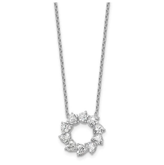 14K White Gold 3ct Lab Grown Diamond VS+ F+ Heart Circle 18in Complete Necklace – Elegant Jewelry Gift for Birthday, Anniversary, Engagement, Wedding