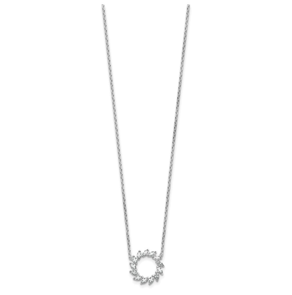 14K White Gold 1ct Lab Grown Diamond VS+ F+ Marquise Circle 18in Complete Necklace – Elegant Jewelry Gift for Birthday, Anniversary, Engagement, Wedding