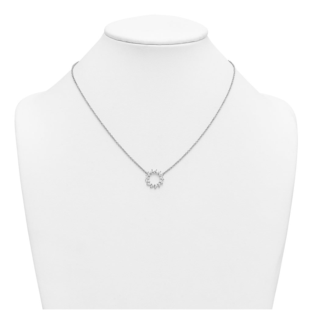 14K White Gold 1ct Lab Grown Diamond VS+ F+ Marquise Circle 18in Complete Necklace – Elegant Jewelry Gift for Birthday, Anniversary, Engagement, Wedding