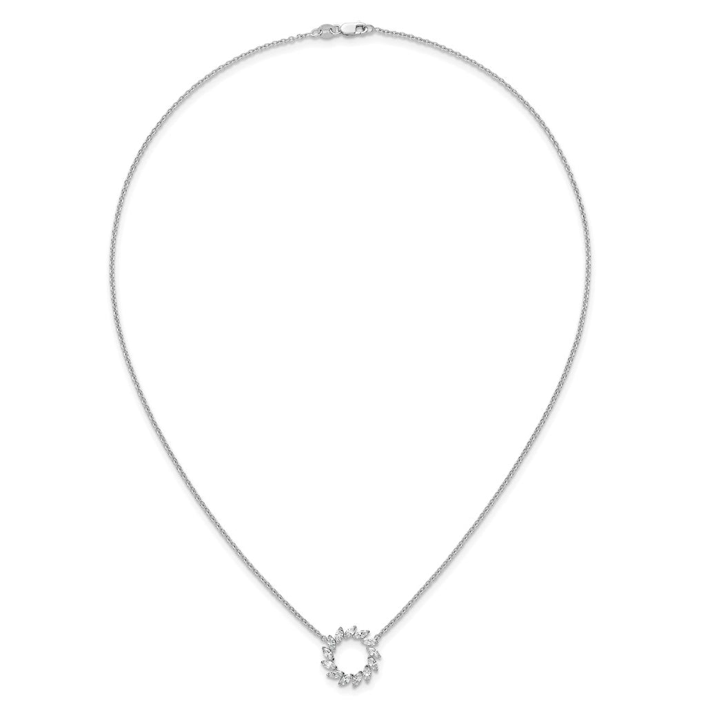 14K White Gold 1ct Lab Grown Diamond VS+ F+ Marquise Circle 18in Complete Necklace – Elegant Jewelry Gift for Birthday, Anniversary, Engagement, Wedding