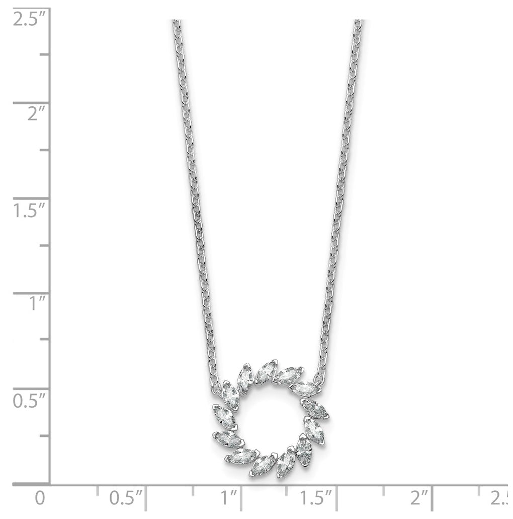 14K White Gold 1ct Lab Grown Diamond VS+ F+ Marquise Circle 18in Complete Necklace – Elegant Jewelry Gift for Birthday, Anniversary, Engagement, Wedding