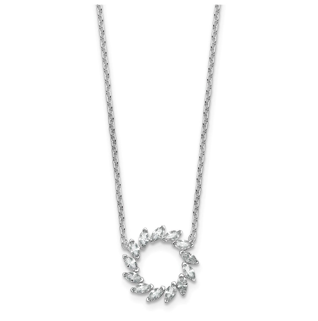 14K White Gold 1ct Lab Grown Diamond VS+ F+ Marquise Circle 18in Complete Necklace – Elegant Jewelry Gift for Birthday, Anniversary, Engagement, Wedding