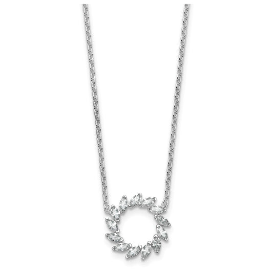 14K White Gold 1ct Lab Grown Diamond VS+ F+ Marquise Circle 18in Complete Necklace – Elegant Jewelry Gift for Birthday, Anniversary, Engagement, Wedding