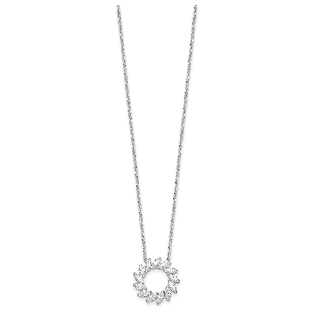 14K White Gold 1ct Lab Grown Diamond VS+ F+ Marquise Circle 18in Complete Necklace – Elegant Jewelry Gift for Birthday, Anniversary, Engagement, Wedding