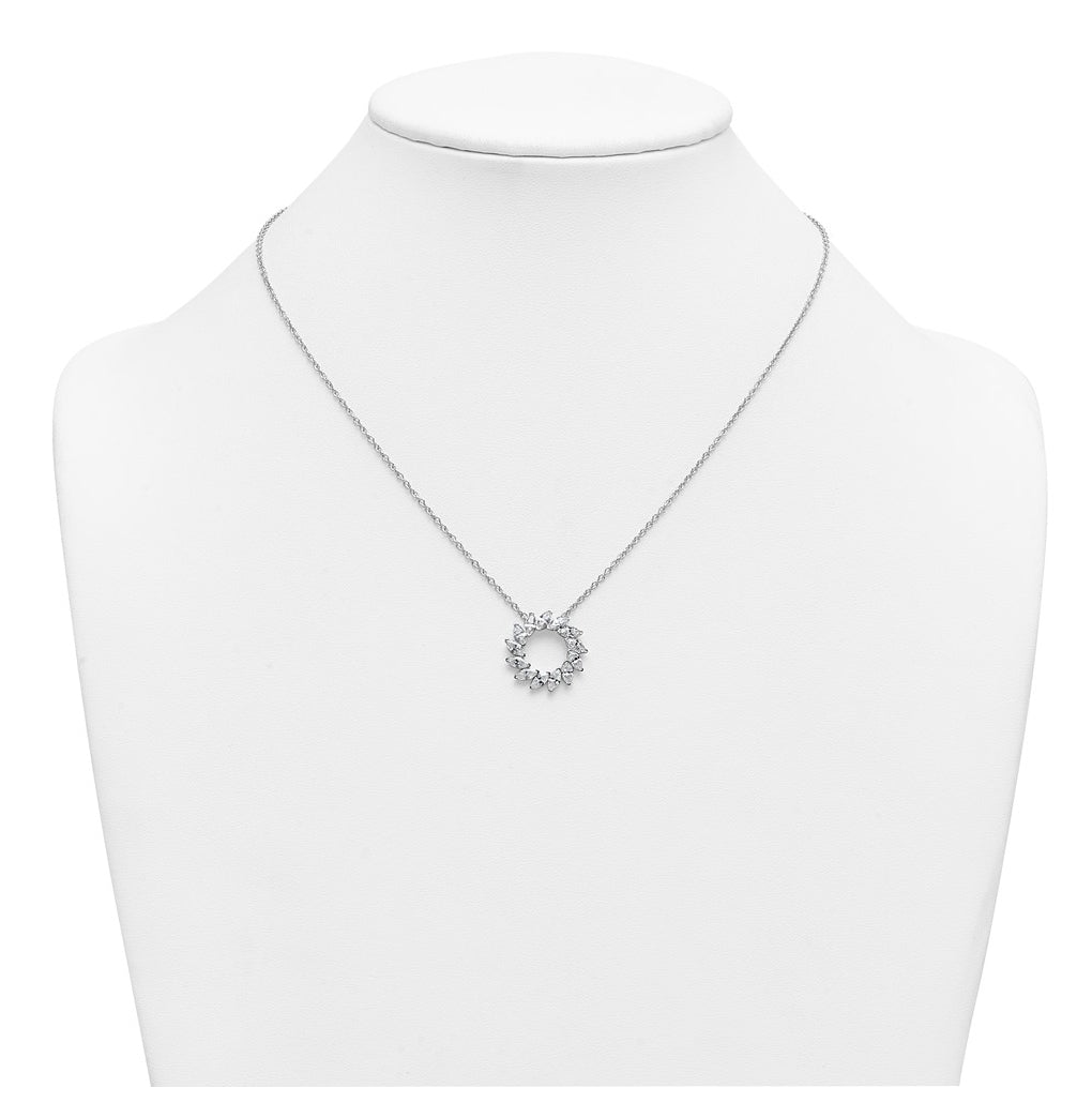 14K White Gold 1ct Lab Grown Diamond VS+ F+ Marquise Circle 18in Complete Necklace – Elegant Jewelry Gift for Birthday, Anniversary, Engagement, Wedding