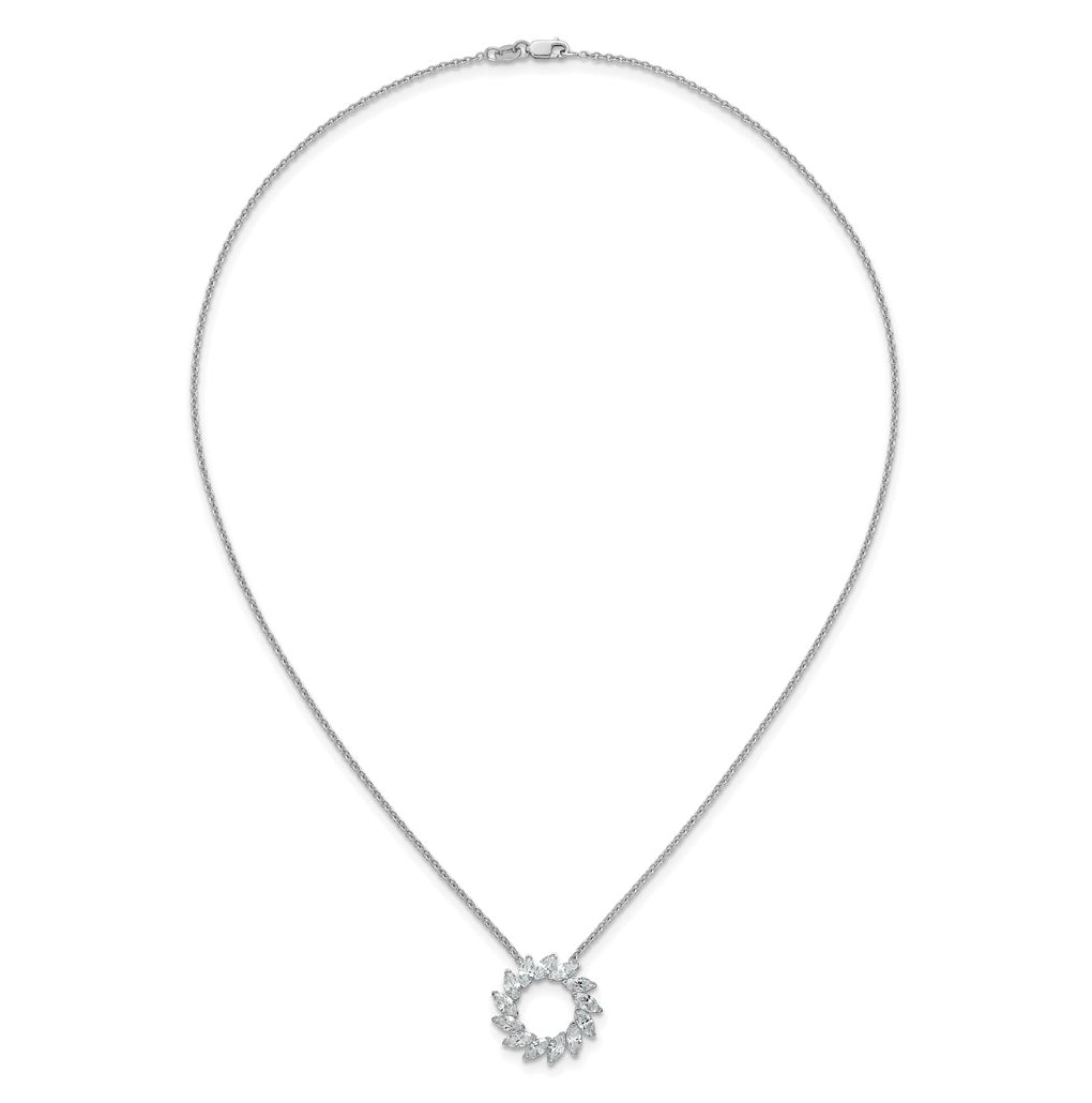 14K White Gold 1ct Lab Grown Diamond VS+ F+ Marquise Circle 18in Complete Necklace – Elegant Jewelry Gift for Birthday, Anniversary, Engagement, Wedding