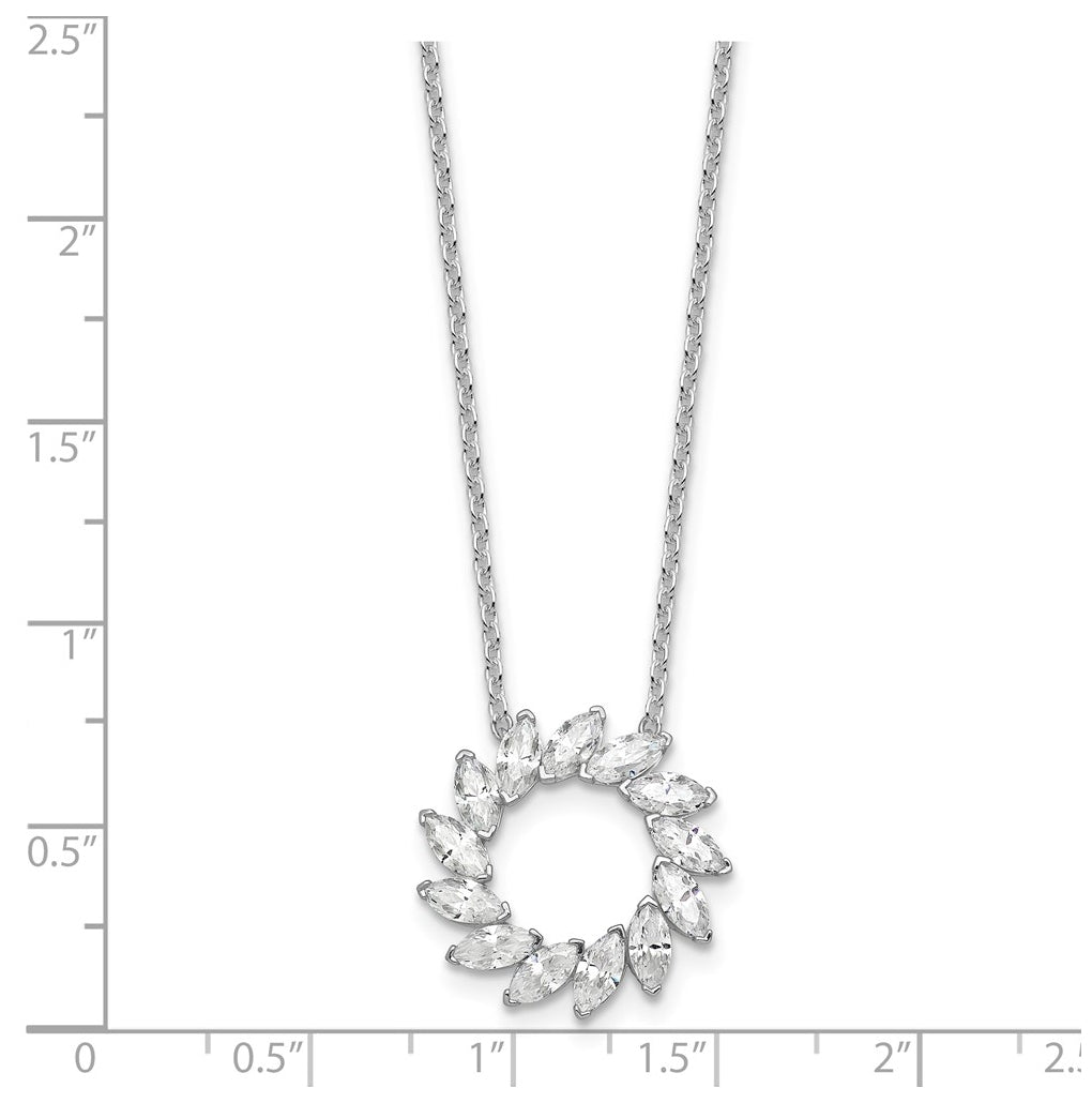 14K White Gold 1ct Lab Grown Diamond VS+ F+ Marquise Circle 18in Complete Necklace – Elegant Jewelry Gift for Birthday, Anniversary, Engagement, Wedding