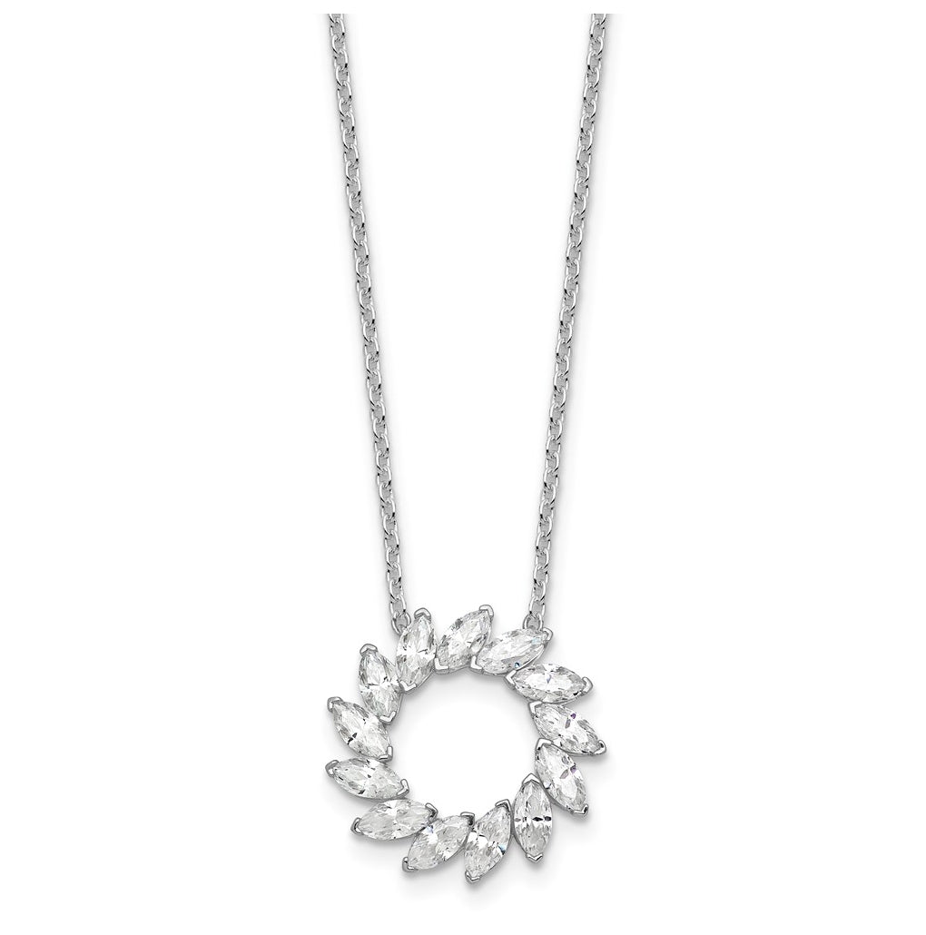 14K White Gold 1ct Lab Grown Diamond VS+ F+ Marquise Circle 18in Complete Necklace – Elegant Jewelry Gift for Birthday, Anniversary, Engagement, Wedding