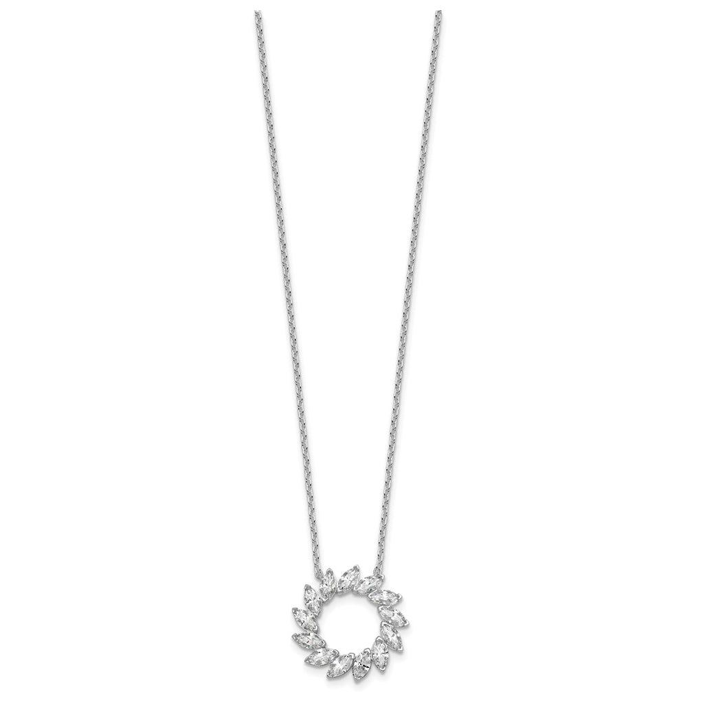 14K White Gold 1ct Lab Grown Diamond VS+ F+ Marquise Circle 18in Complete Necklace – Elegant Jewelry Gift for Birthday, Anniversary, Engagement, Wedding
