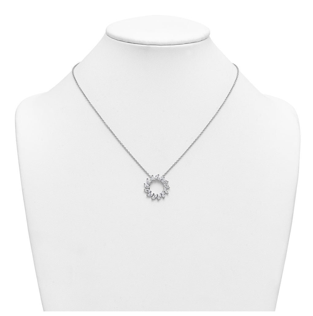 14K White Gold 1ct Lab Grown Diamond VS+ F+ Marquise Circle 18in Complete Necklace – Elegant Jewelry Gift for Birthday, Anniversary, Engagement, Wedding