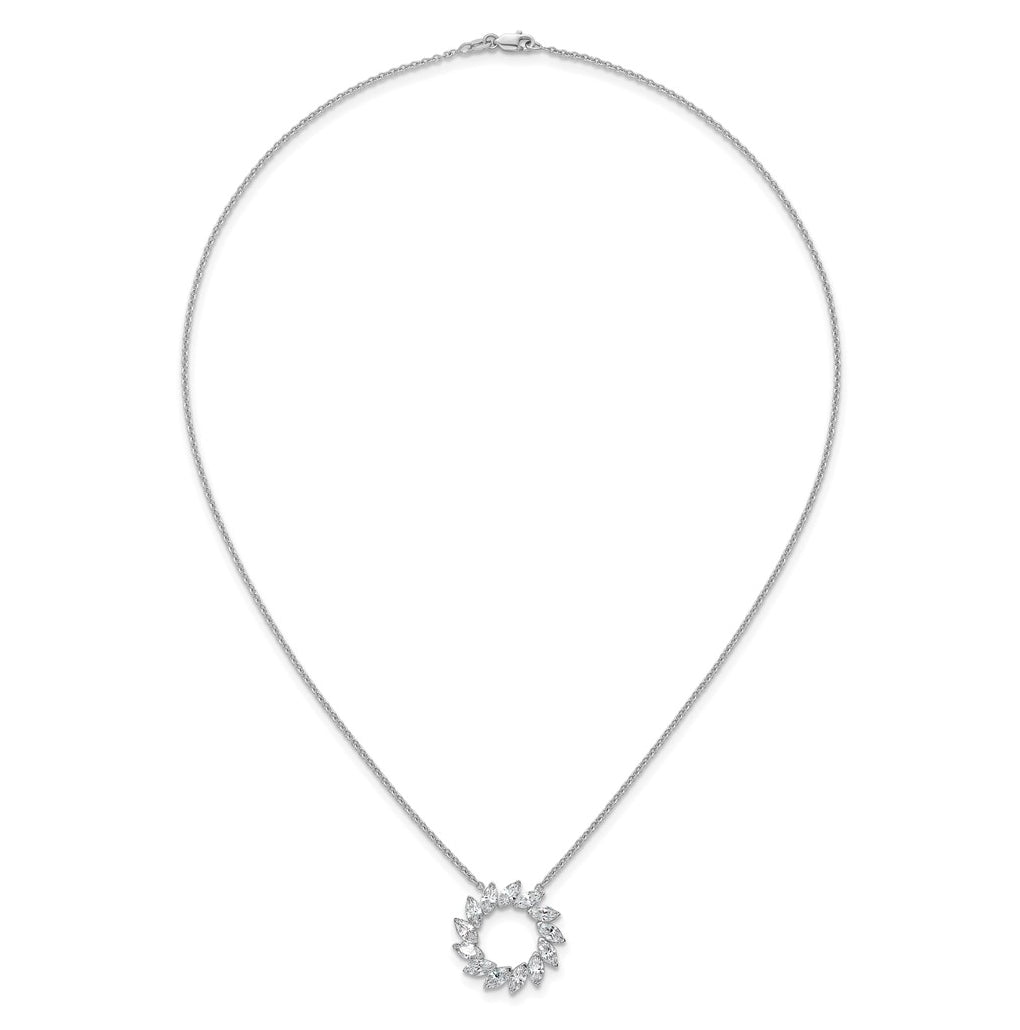 14K White Gold 1ct Lab Grown Diamond VS+ F+ Marquise Circle 18in Complete Necklace – Elegant Jewelry Gift for Birthday, Anniversary, Engagement, Wedding