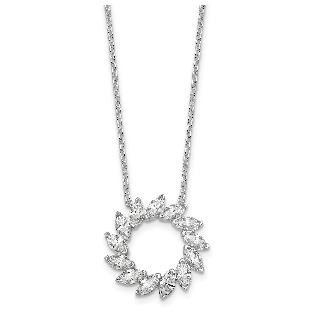 14K White Gold 1ct Lab Grown Diamond VS+ F+ Marquise Circle 18in Complete Necklace – Elegant Jewelry Gift for Birthday, Anniversary, Engagement, Wedding