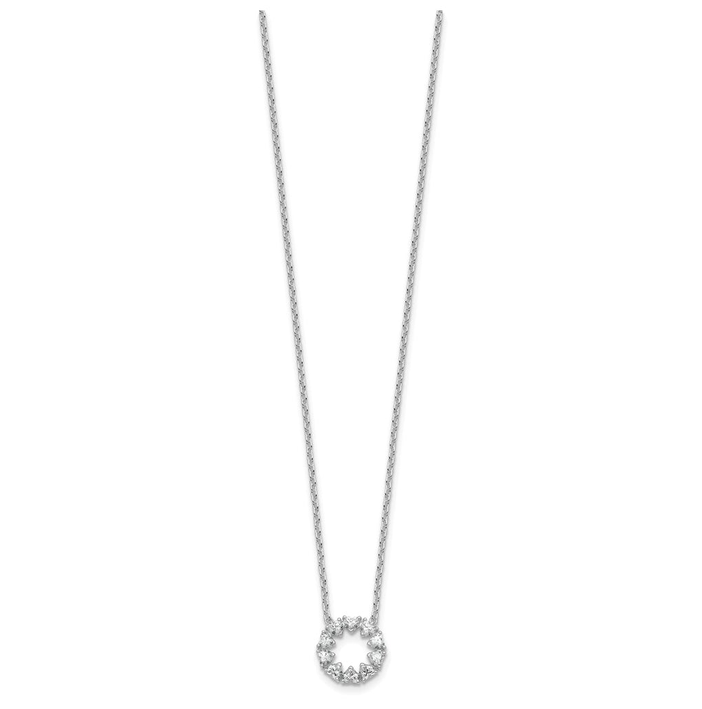 14k White Gold 1ct Lab Grown Diamond VS+ F+ Heart Circle 18in Complete Necklace – Elegant Jewelry Gift for Birthday, Anniversary, Engagement, Wedding