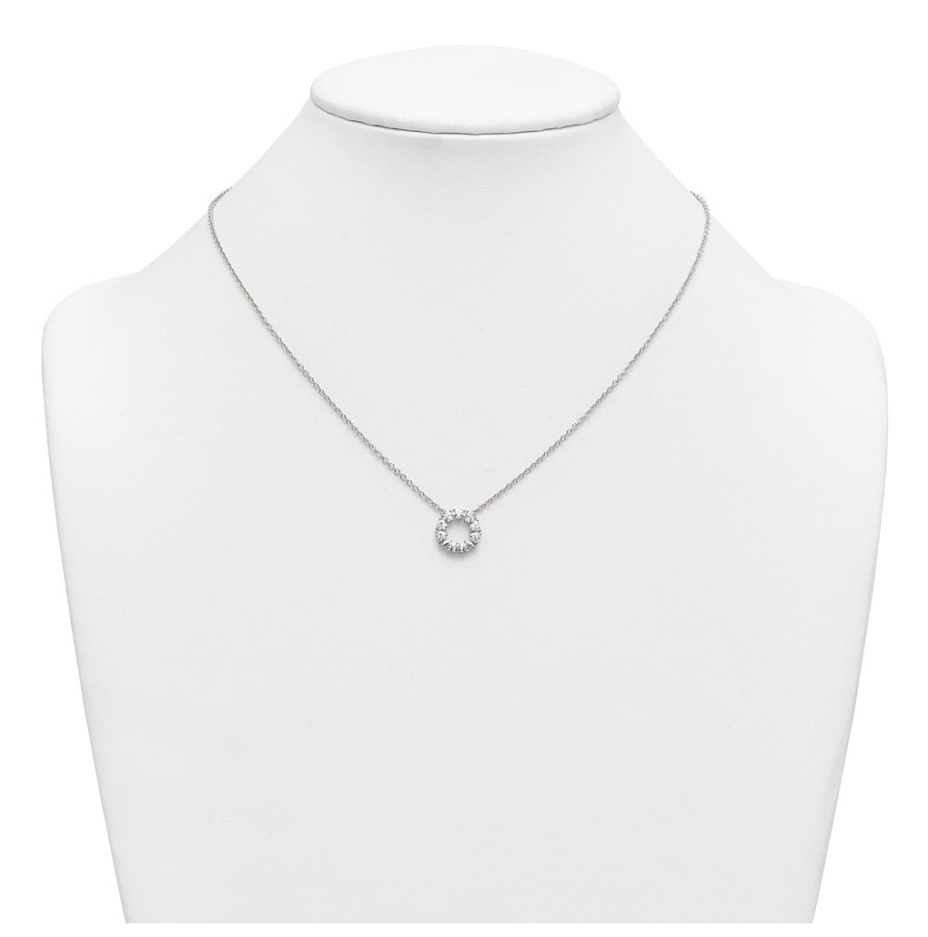 14k White Gold 1ct Lab Grown Diamond VS+ F+ Heart Circle 18in Complete Necklace – Elegant Jewelry Gift for Birthday, Anniversary, Engagement, Wedding