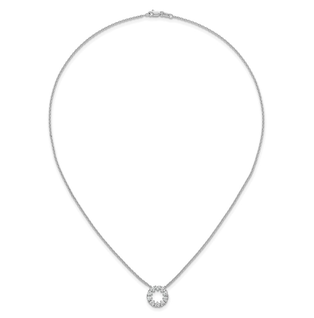 14k White Gold 1ct Lab Grown Diamond VS+ F+ Heart Circle 18in Complete Necklace – Elegant Jewelry Gift for Birthday, Anniversary, Engagement, Wedding