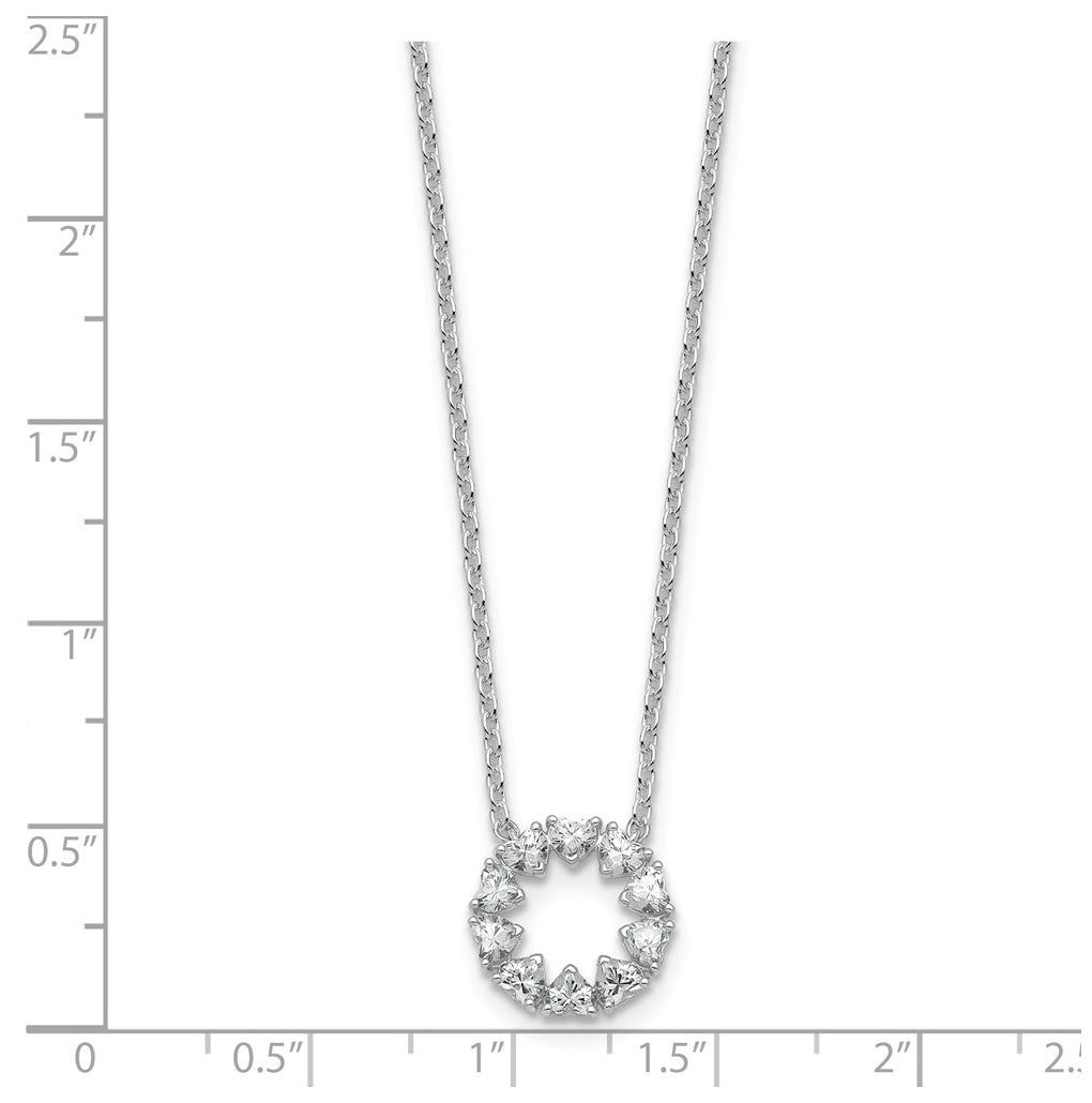 14k White Gold 1ct Lab Grown Diamond VS+ F+ Heart Circle 18in Complete Necklace – Elegant Jewelry Gift for Birthday, Anniversary, Engagement, Wedding
