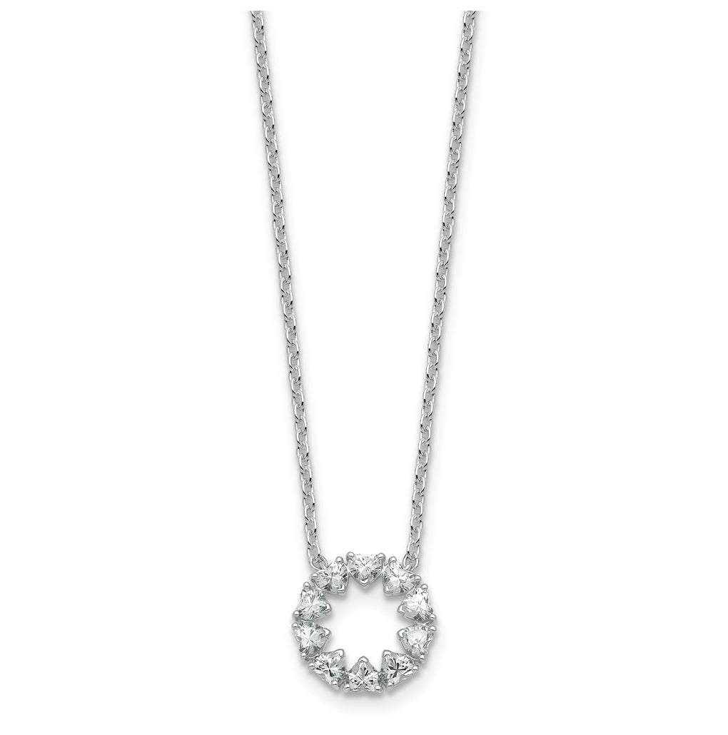 14k White Gold 1ct Lab Grown Diamond VS+ F+ Heart Circle 18in Complete Necklace – Elegant Jewelry Gift for Birthday, Anniversary, Engagement, Wedding