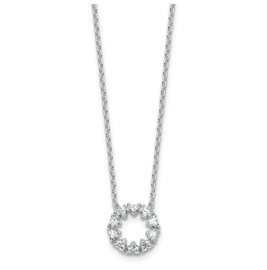 14k White Gold 1ct Lab Grown Diamond VS+ F+ Heart Circle 18in Complete Necklace – Elegant Jewelry Gift for Birthday, Anniversary, Engagement, Wedding