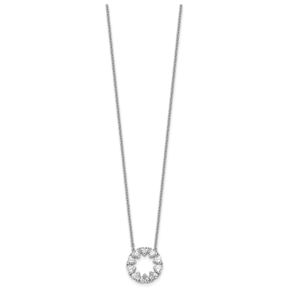 14k White Gold 1ct Lab Grown Diamond VS+ F+ Heart Circle 18in Complete Necklace – Elegant Jewelry Gift for Birthday, Anniversary, Engagement, Wedding