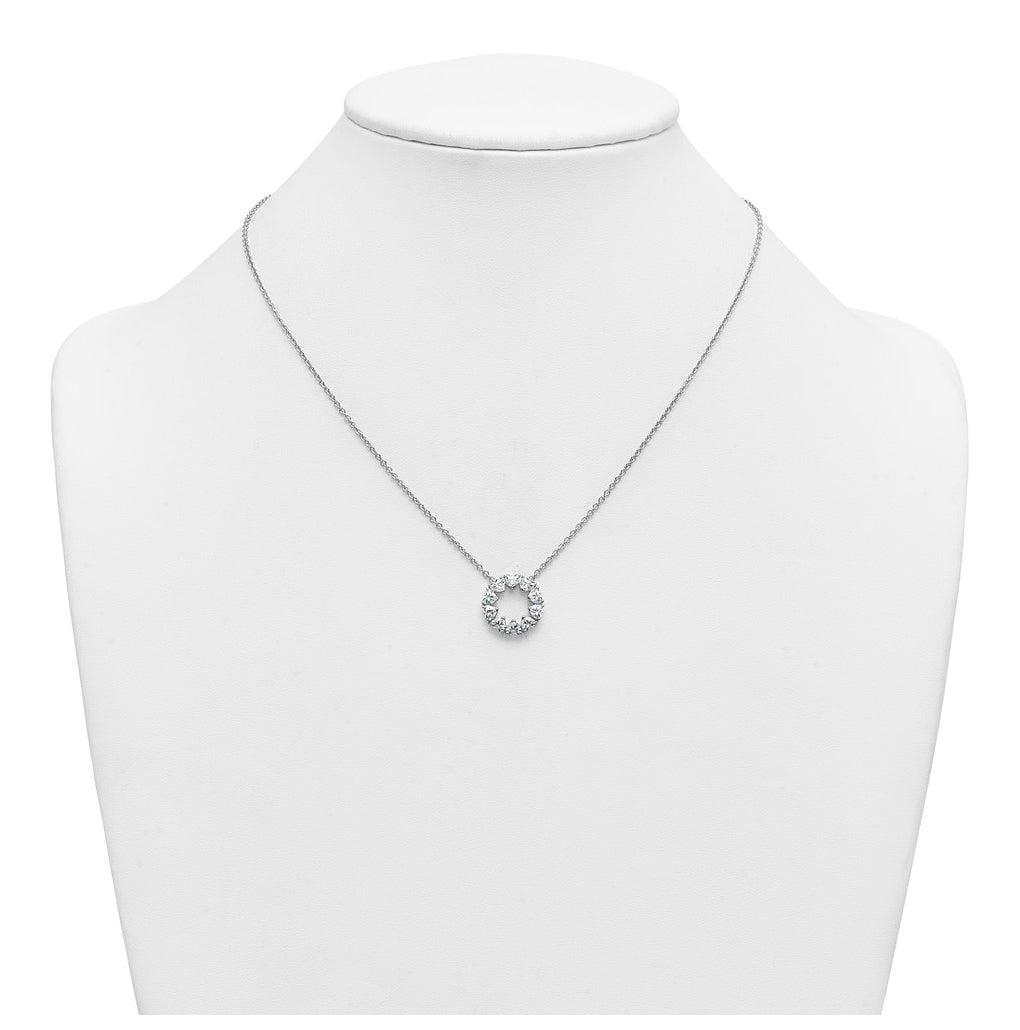 14k White Gold 1ct Lab Grown Diamond VS+ F+ Heart Circle 18in Complete Necklace – Elegant Jewelry Gift for Birthday, Anniversary, Engagement, Wedding