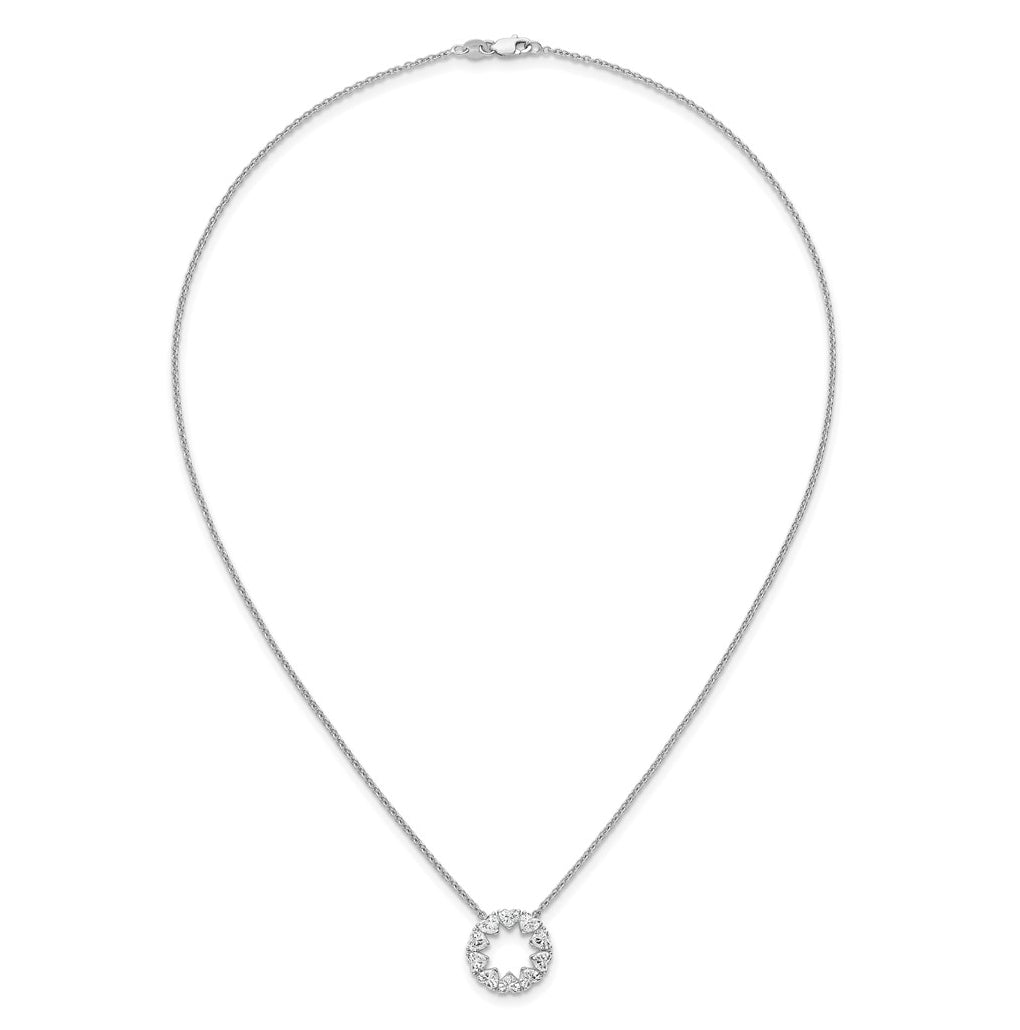 14k White Gold 1ct Lab Grown Diamond VS+ F+ Heart Circle 18in Complete Necklace – Elegant Jewelry Gift for Birthday, Anniversary, Engagement, Wedding
