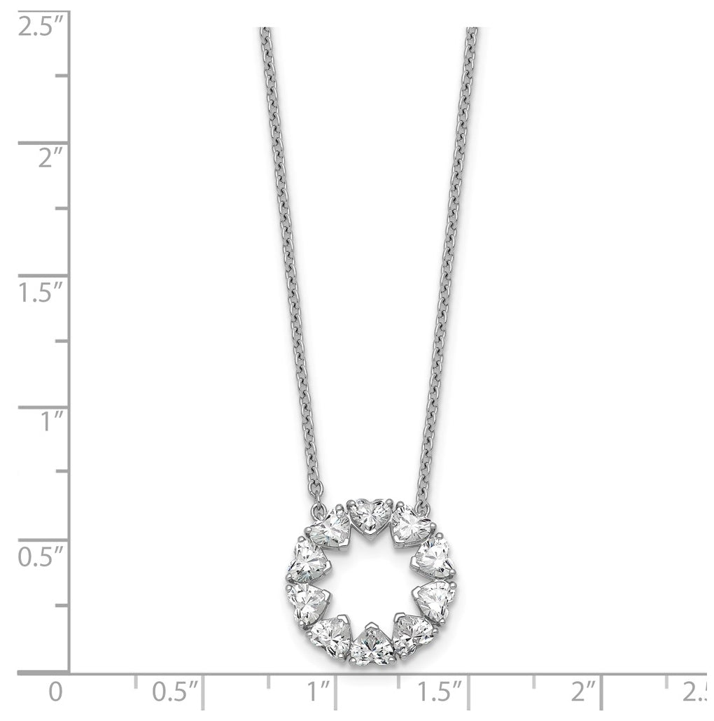 14k White Gold 1ct Lab Grown Diamond VS+ F+ Heart Circle 18in Complete Necklace – Elegant Jewelry Gift for Birthday, Anniversary, Engagement, Wedding