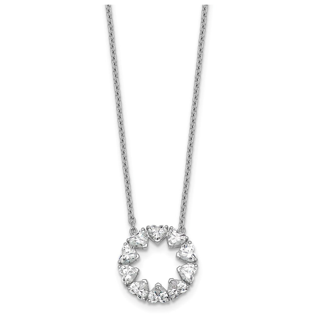 14k White Gold 1ct Lab Grown Diamond VS+ F+ Heart Circle 18in Complete Necklace – Elegant Jewelry Gift for Birthday, Anniversary, Engagement, Wedding