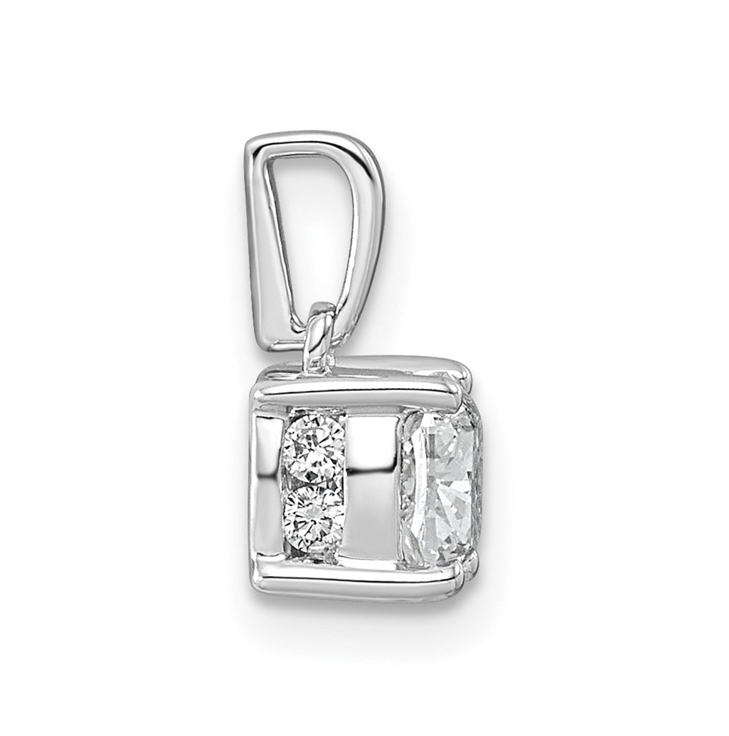 Sterling Silver Rhodium-plated 1ct Lab Grown Diamond VS+ F+ Cushion Complete Solitaire Pendant – Elegant Jewelry Gift for Birthday, Anniversary, Engagement, Wedding