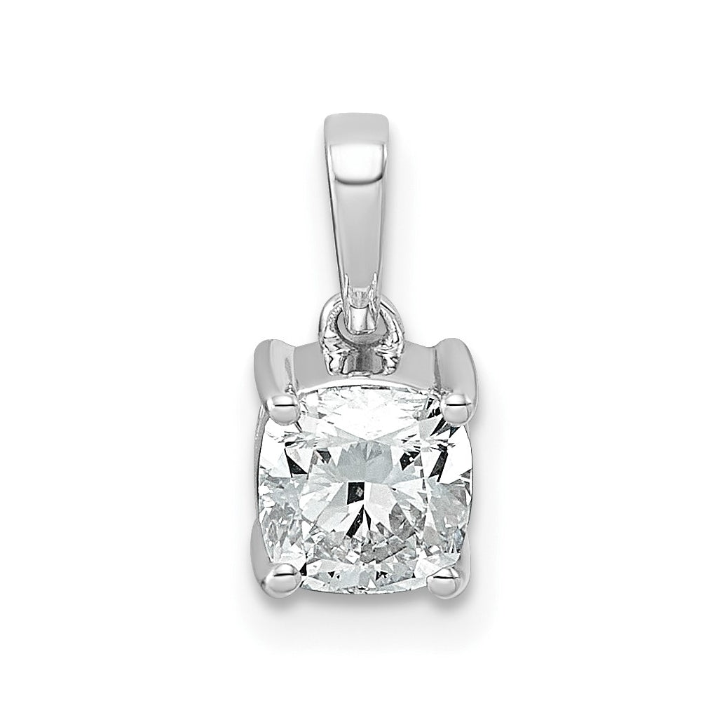 Sterling Silver Rhodium-plated 1ct Lab Grown Diamond VS+ F+ Cushion Complete Solitaire Pendant – Elegant Jewelry Gift for Birthday, Anniversary, Engagement, Wedding