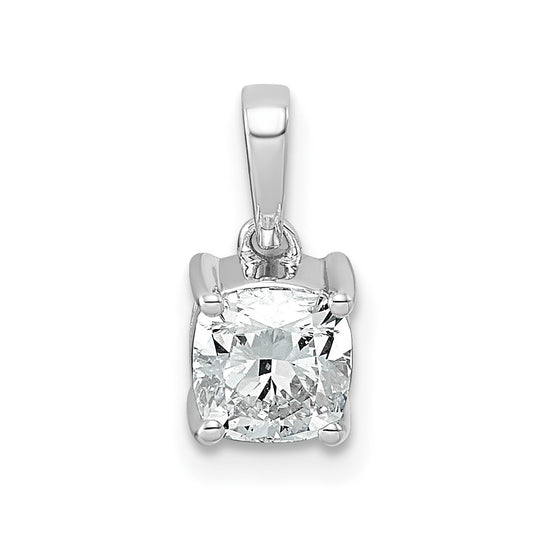 Sterling Silver Rhodium-plated 1ct Lab Grown Diamond VS+ F+ Cushion Complete Solitaire Pendant – Elegant Jewelry Gift for Birthday, Anniversary, Engagement, Wedding