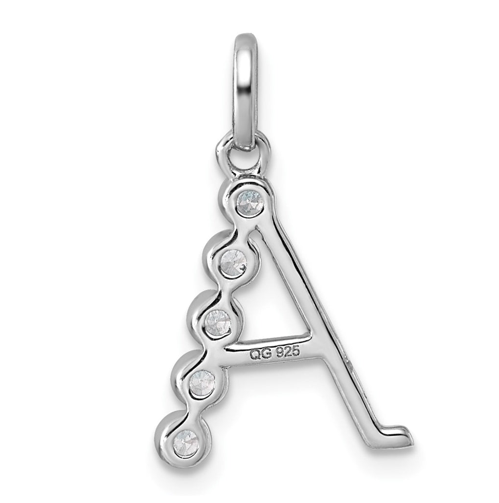 Sterling Silver Rhodium-plated 0.16 Cttw Lab Grown Diamond VS+ F+ Letter A Comp Pendant – Elegant Jewelry Gift for Birthday, Anniversary, Engagement, Wedding
