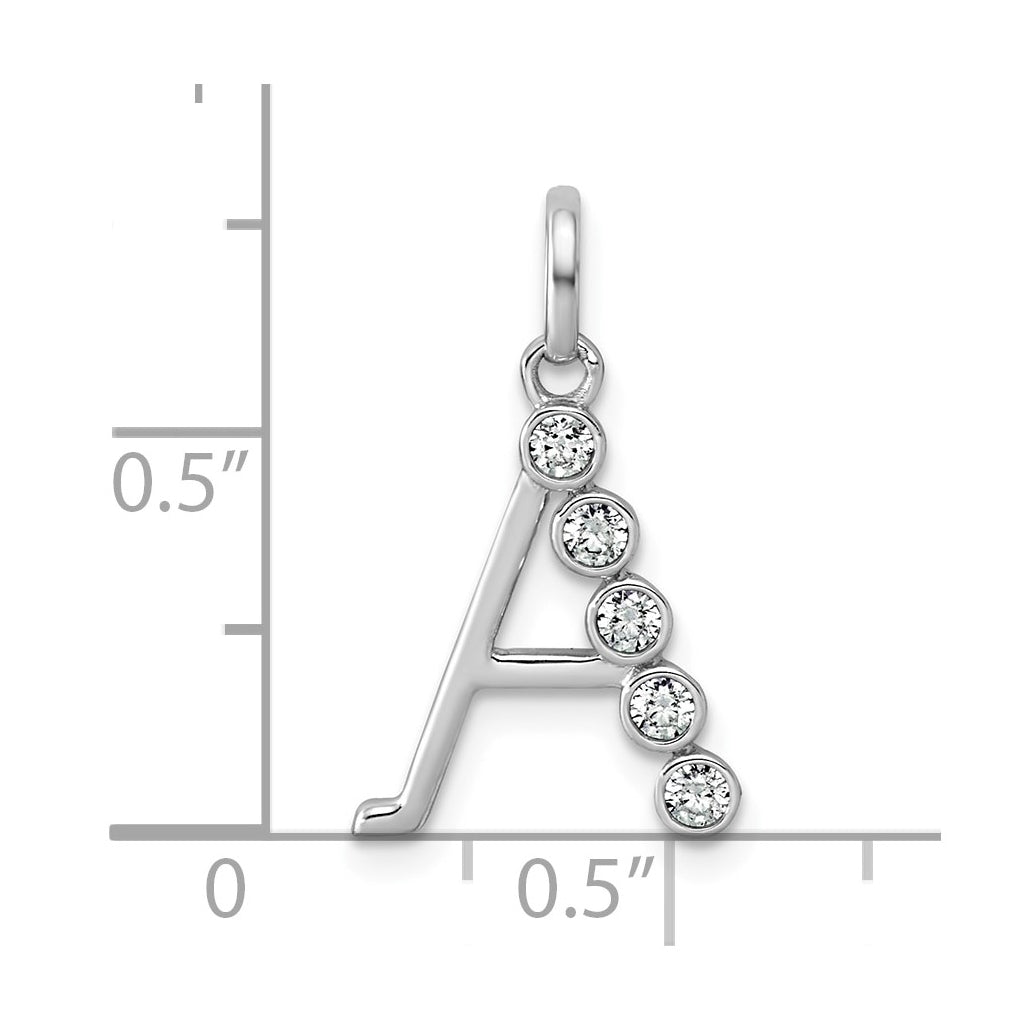 Sterling Silver Rhodium-plated 0.16 Cttw Lab Grown Diamond VS+ F+ Letter A Comp Pendant – Elegant Jewelry Gift for Birthday, Anniversary, Engagement, Wedding