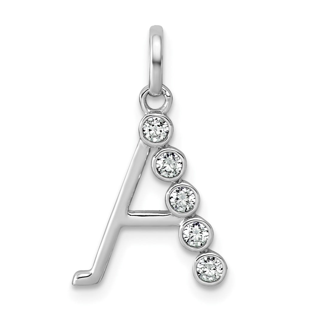 Sterling Silver Rhodium-plated 0.16 Cttw Lab Grown Diamond VS+ F+ Letter A Comp Pendant – Elegant Jewelry Gift for Birthday, Anniversary, Engagement, Wedding